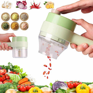 Electric Food Chopper 4 in 1 Electric Handheld Vegetable Cutter Set  Multifunction Vegetable Fruit Slicer